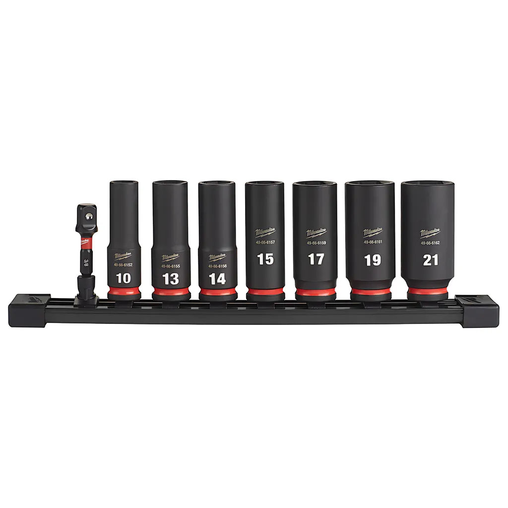 8Pc Shockwave Impact Duty 3/8" Drive Metric Deep 6 Point Socket Set-Milwaukee-49-66-7021-6956