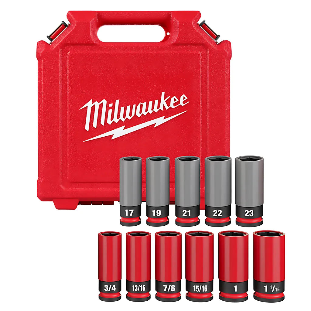 Shockwave Impact Duty 1/2 Drive Sae & Metric 11Pc Lug Nut Wheel Socket Set-Milwaukee-49-66-7833-10927