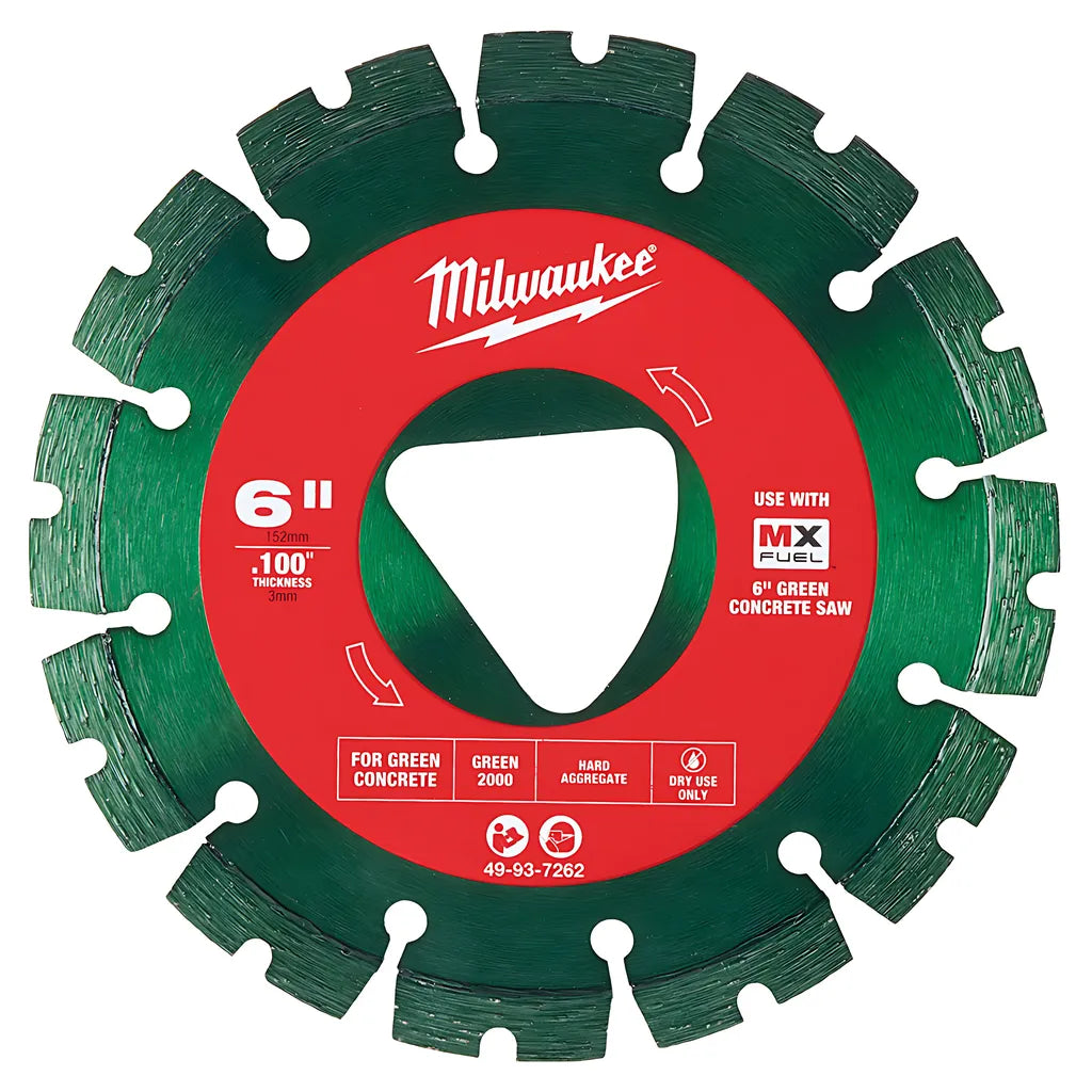 Green 6 X .100 Diamond Blade For Green Concrete-Milwaukee-49-93-7262-8168