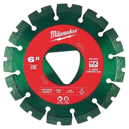 Green 6 X .100 Diamond Blade For Green Concrete-Milwaukee-49-93-7262-8168