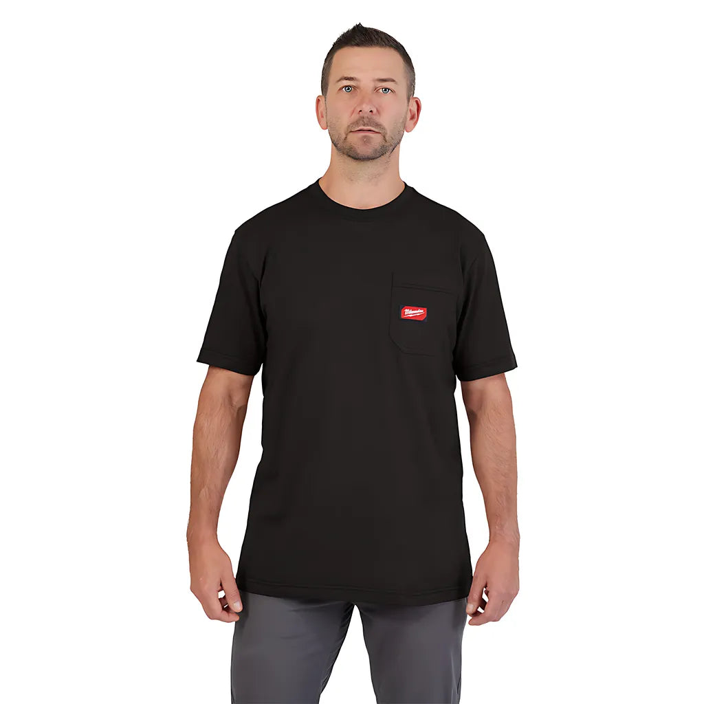 Gridiron Pocket T-Shirt - Short Sleeve Black 2X-Milwaukee-605B-2X-8213