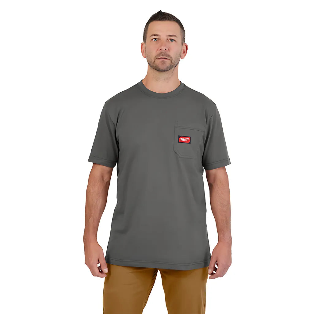 Gridiron Pocket T-Shirt - Short Sleeve Gray S-Milwaukee-605G-S-8234