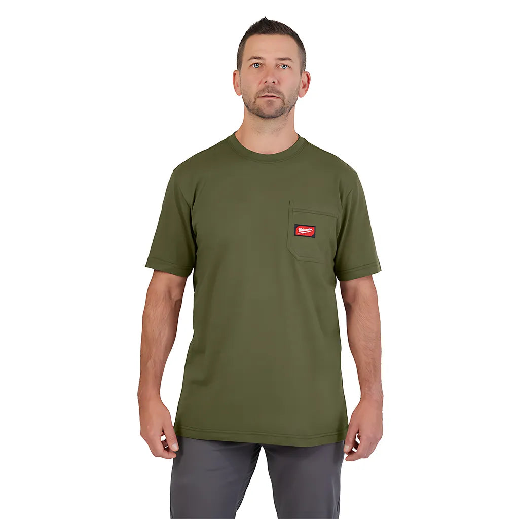 Gridiron Pocket T-Shirt - Short Sleeve Green L-Milwaukee-605GN-L-8239