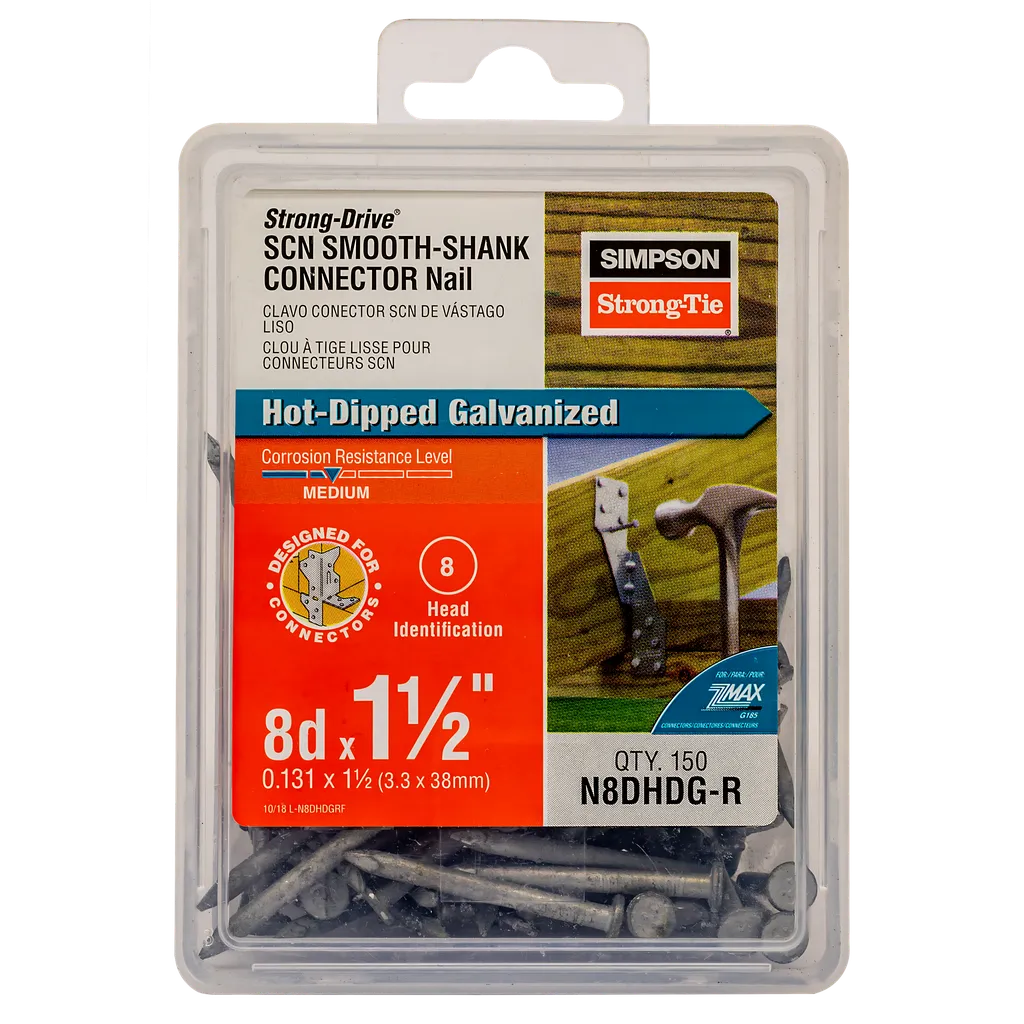 Strong-Drive® Scn Smooth-Shank Connector Nail - 1-1/2 In. X 0.131 In. Hdg (150-Qty) (Pack Of 12)-N8DHDG-R-SP4186-4515