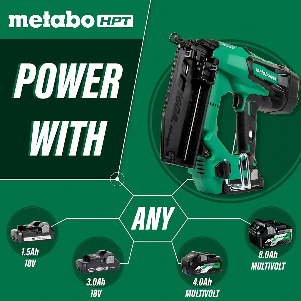 Metabo Hpt 18V Brushless Li-Ion 16 Gauge Straight Finish Nailer-NT1865DMSM-504