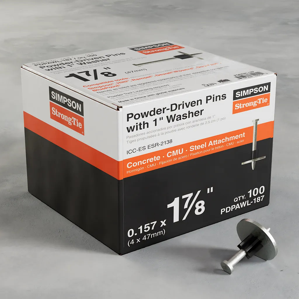 Pdpawl .157-In. X 1-7/8-In. Powder-Actuated Pin W/ 1-In. Washer (100-Qty)-PDPAWL-187-SP8830-9403