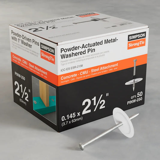 Pinw 2-1/2 In. Powder-Actuated Metal-Washered Pin For Insulation Board (50-Qty) (Pack Of 500)-PINW-250-SP8419-8972