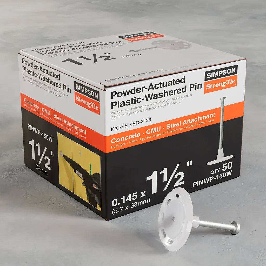 Pinwp 1-1/2 In. Powder-Actuated Plastic-Washered Pin For Insulation Board (50-Qty)-PINWP-150W-SP2474-2709