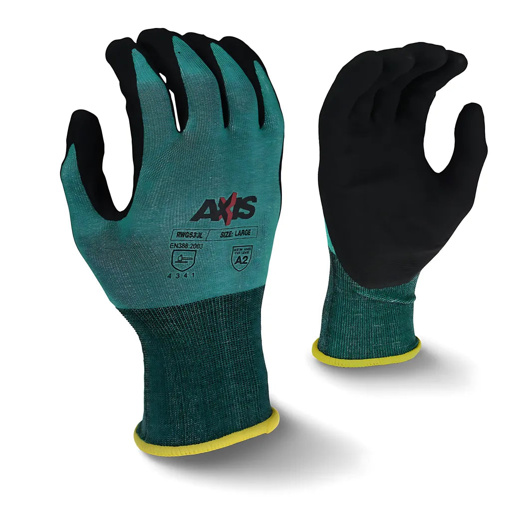 Radians RWG533 AXIS Cut Protection Level A2 Foam Nitrile Coated Glove