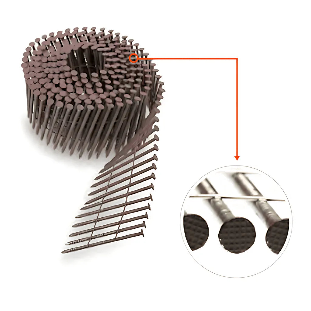 15° Wire Coil, Painted, Full Round Head, Ring-Shank Nail - 2-1/2 In. X .092 In. Type 304 (900-Qty) (Pack Of 4)-S13A250WWCBP-SP91-181