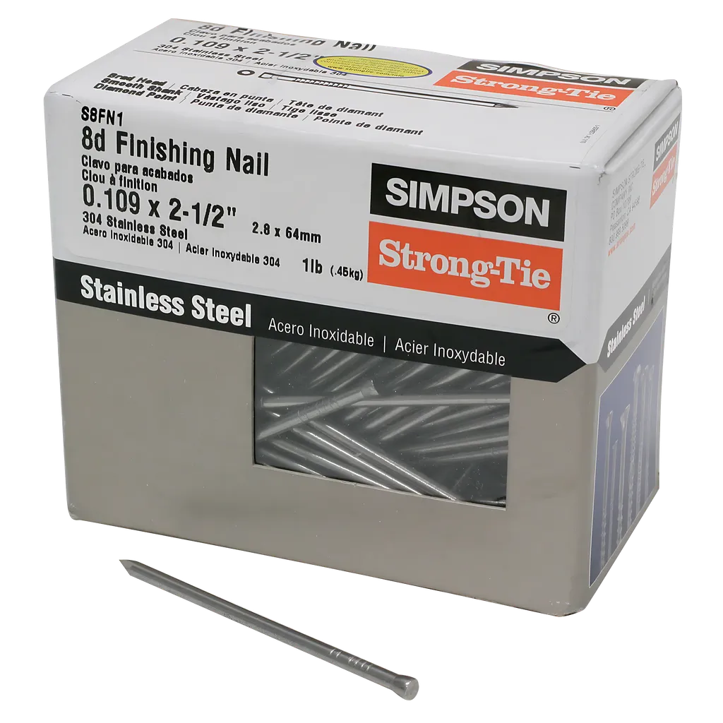 Finishing Nail - 2-1/2 In. X .113 In. Type 304 Stainless Steel (1 Lb.) (Pack Of 10)-S8FN1-SP5427-5823