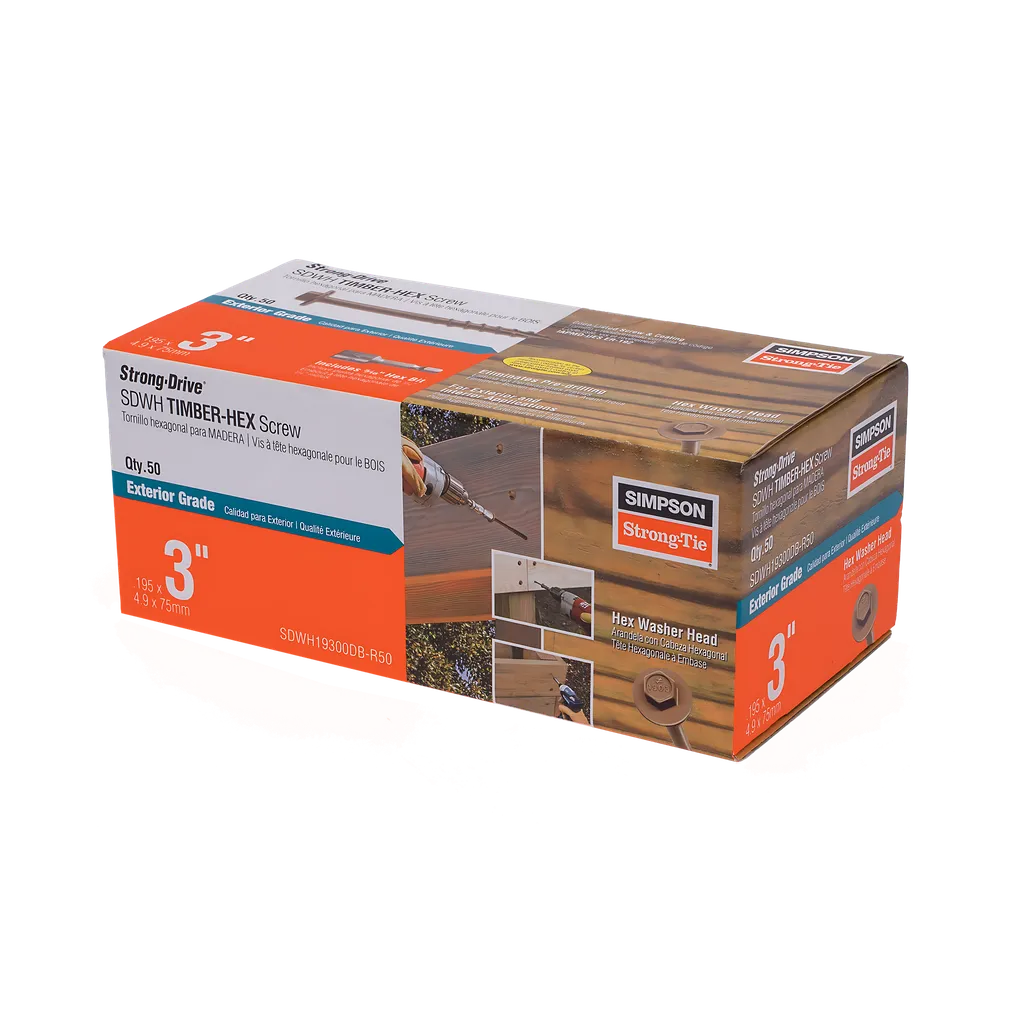 Strong-Drive® Sdwh Timber-Hex Screw - 0.195 In. X 3 In. 5/16 Hex, Db Coating (50-Qty) (Pack Of 6)-SDWH19300DB-R50-SP5664-6072