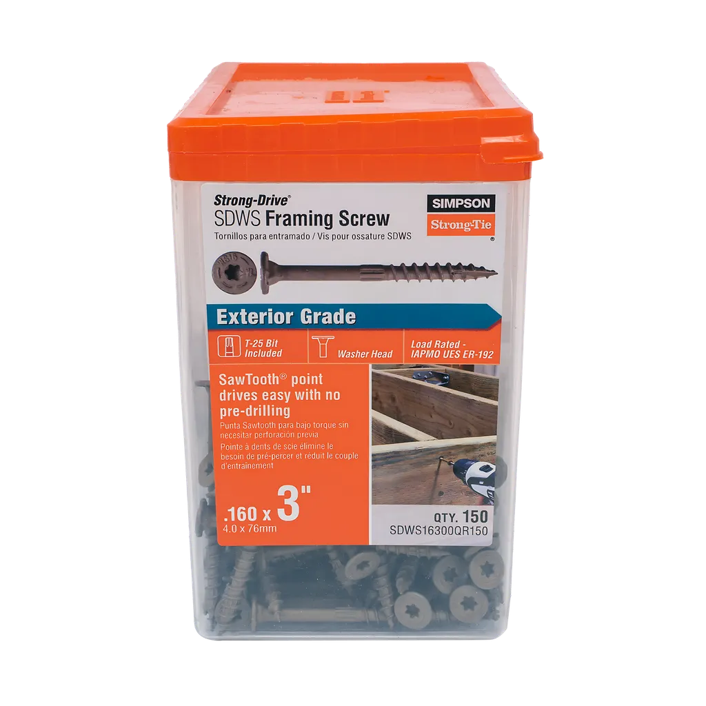 Strong-Drive® Sdws Framing Screw - 0.160 In. X 3 In. T25, Quik Guard®, Tan (150-Qty) (Pack Of 3)-SDWS16300QR150-SP9119-9707