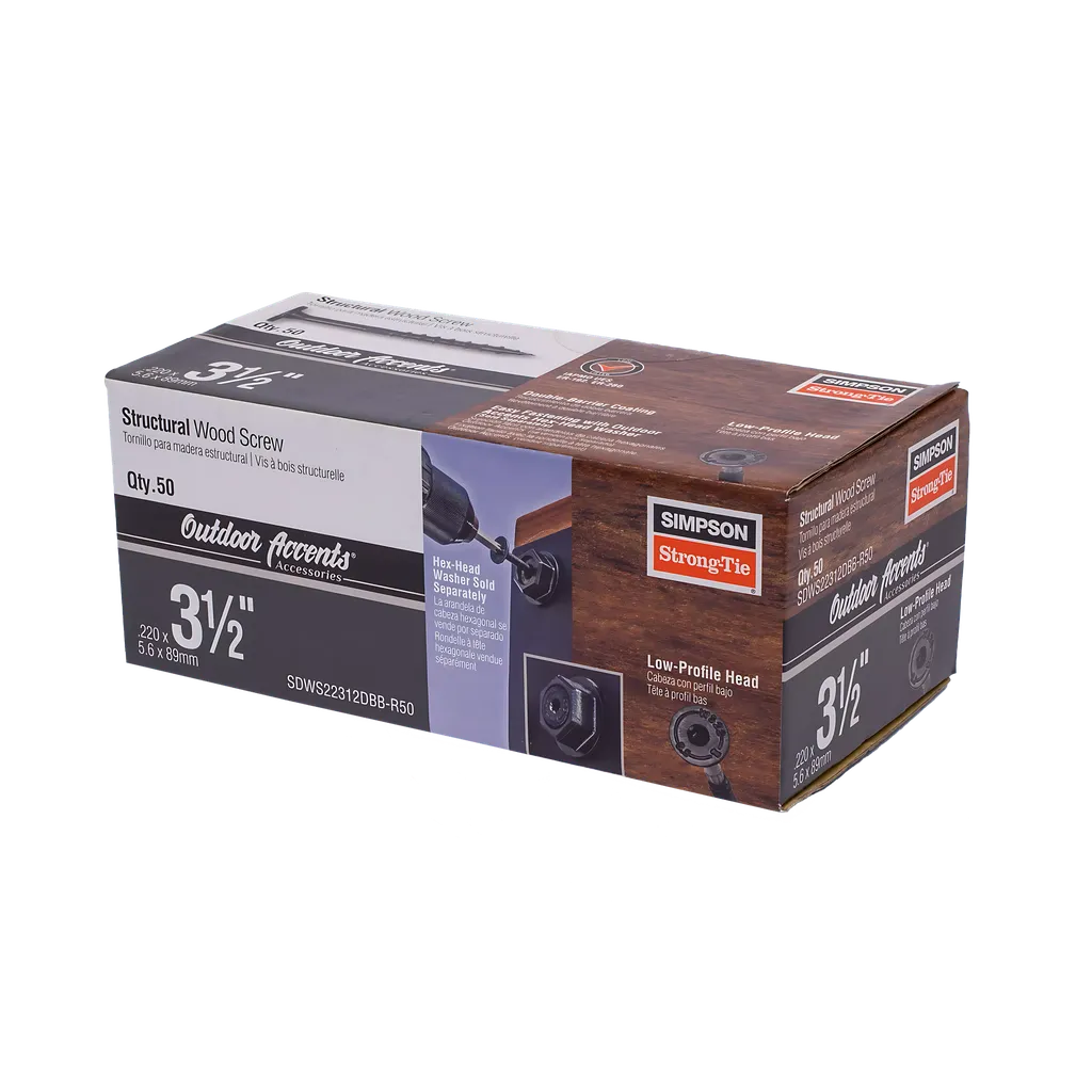 Outdoor Accents® Structural Wood Screw - .220 In. X 3-1/2 In. Db Coating, Black (50-Qty) (Pack Of 6)-SDWS22312DBB-R50-SP5244-5624