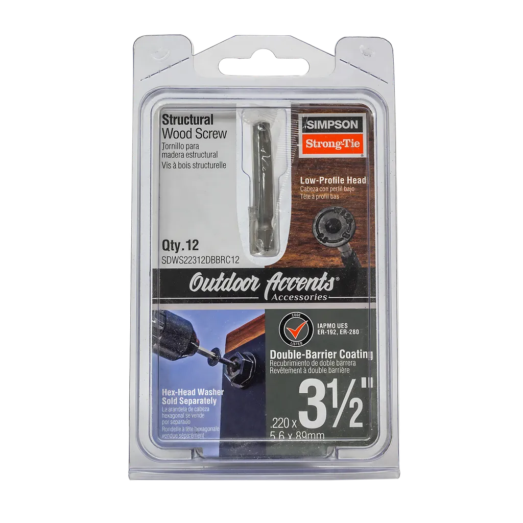 Outdoor Accents® Structural Wood Screw - .220 In. X 3-1/2 In. Db Coating, Black (12-Qty) (Pack Of 10)-SDWS22312DBBRC12-SP5138-5514