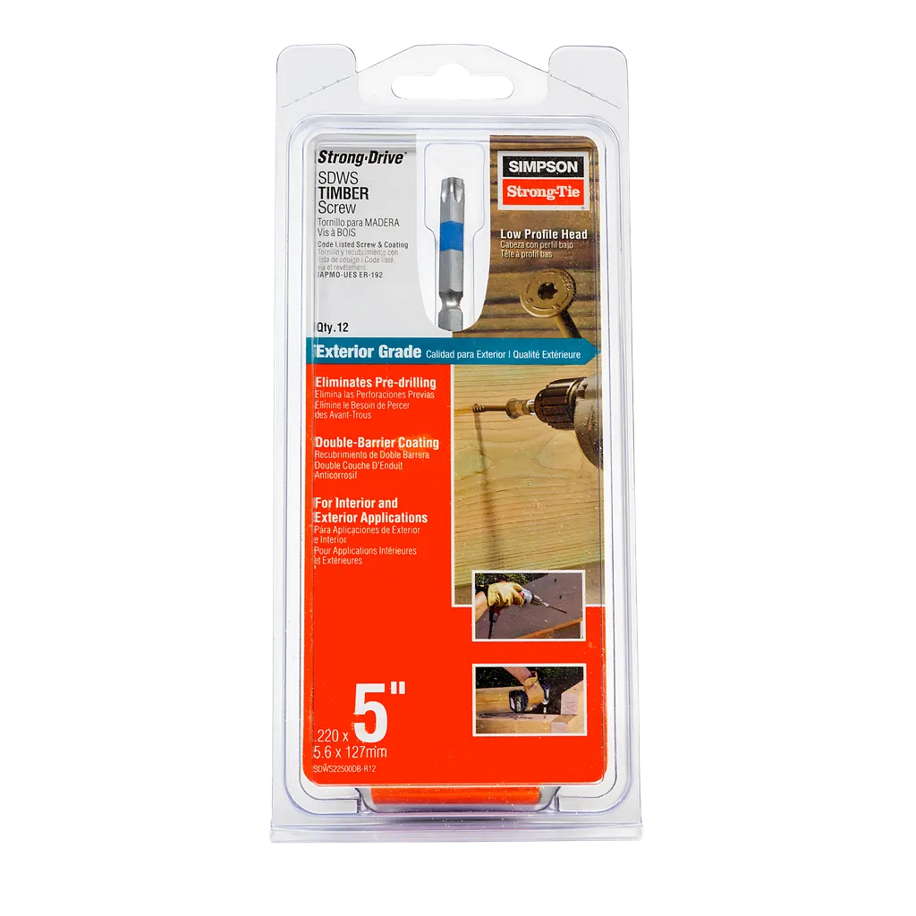 Strong-Drive® Sdws Timber Screw (Exterior Grade) - 0.220 In. X 5 In. T40, Tan (12-Qty) (Pack Of 5)-SDWS22500DB-R12-SP5747-6161