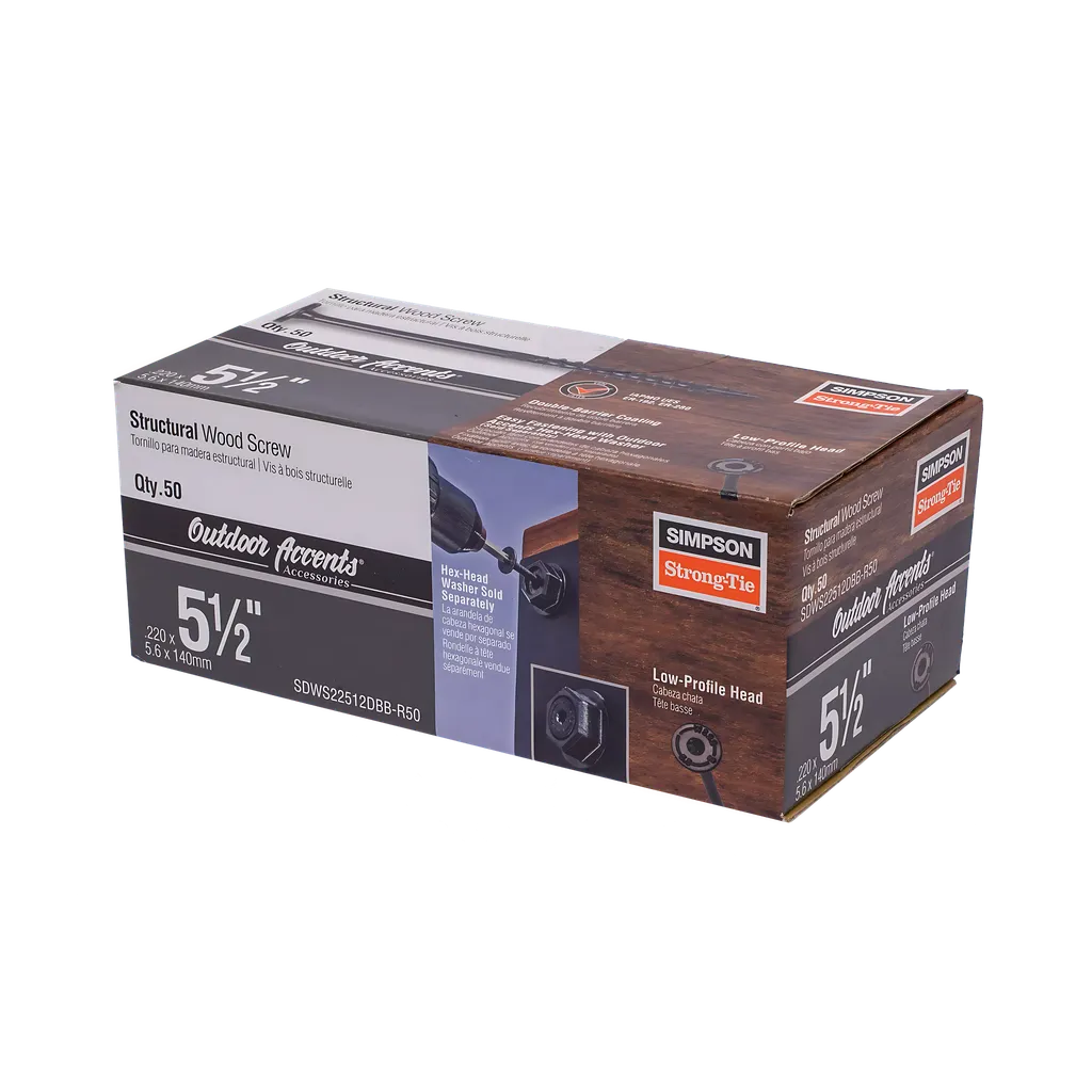 Outdoor Accents® Structural Wood Screw - .220 In. X 5-1/2 In. Db Coating, Black (50-Qty) (Pack Of 6)-SDWS22512DBB-R50-SP6461-6909