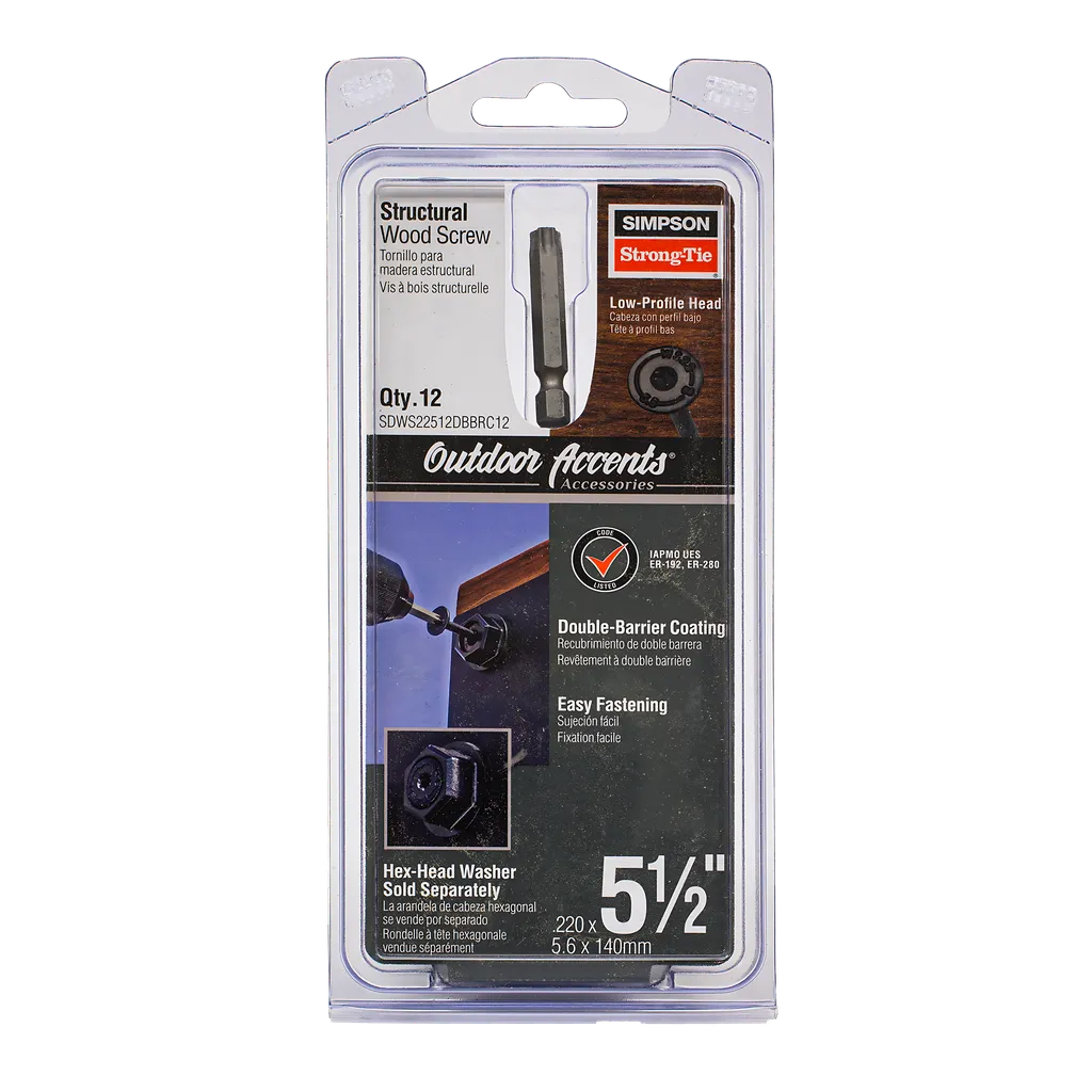 Outdoor Accents® Structural Wood Screw - .220 In. X 5-1/2 In. Db Coating, Black (12-Qty) (Pack Of 10)-SDWS22512DBBRC12-SP5655-6062
