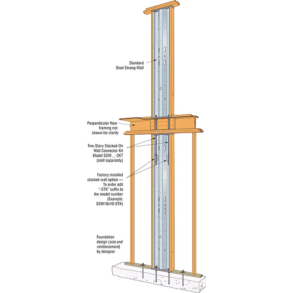 18 In. X Nominal 11 Ft. Steel Strong-Wall® Shearwall, Stacked-SSW18X11-STK-SP5612-6016