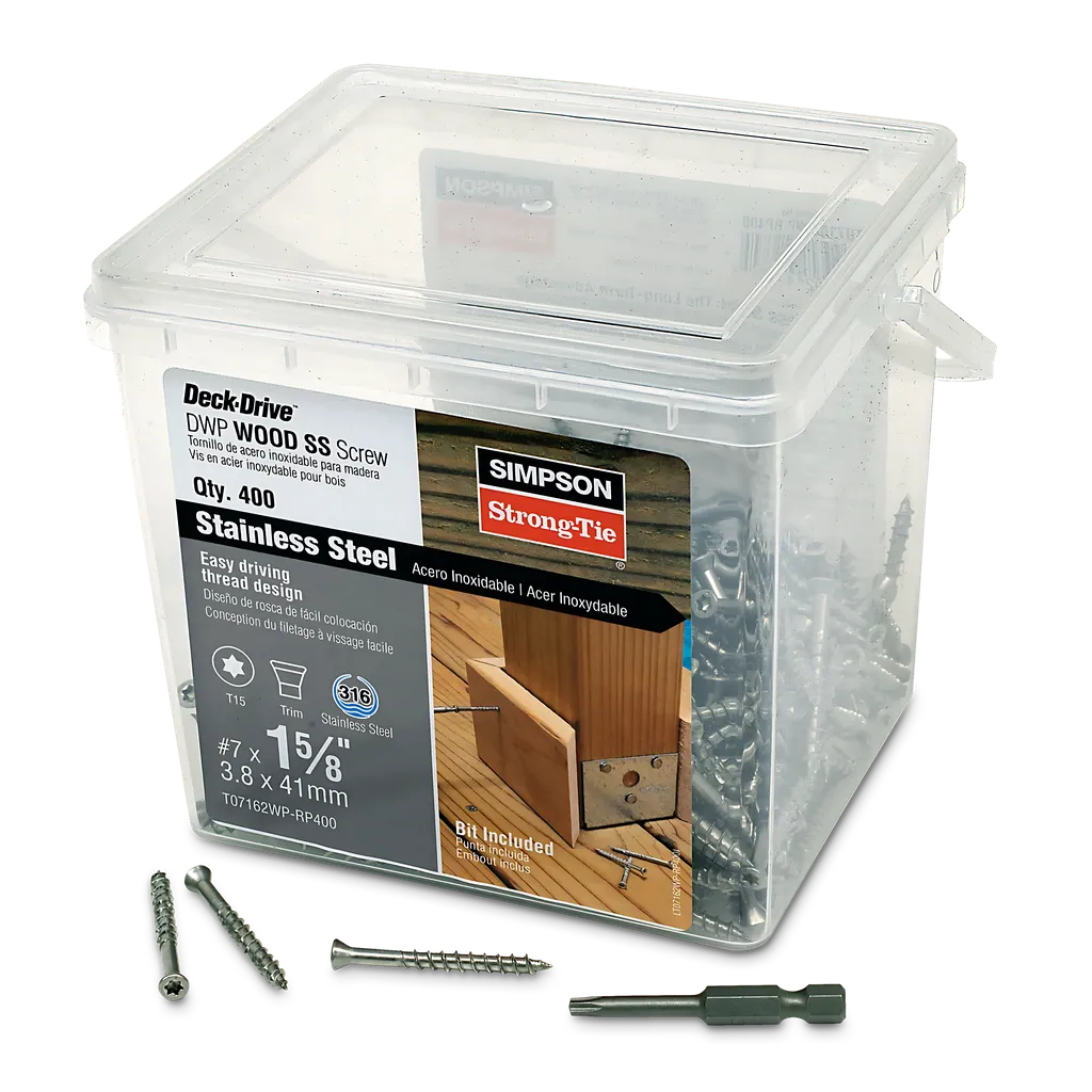 Deck-Drive Dwp Wood Ss Screw - #7 X 1-5/8 In. T-15, Trim Head, Type 316 (400-Qty) (Pack Of 4)-T07162WP-RP400-SP6524-6975