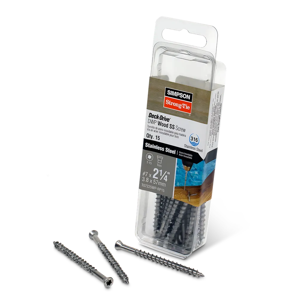 Deck-Drive Dwp Wood Ss Screw - #7 X 2-1/4 In. T-15, Trim Head, Type 316 (15-Qty)-T07225WP-RP15-SP538-664