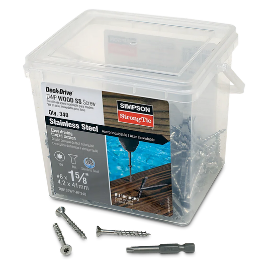Deck-Drive™ Dwp Wood Ss Screw - #8 X 1-5/8 In. T20, Flat Head, Type 316 (340-Qty)-T08162WP-RP340-SP8461-9017