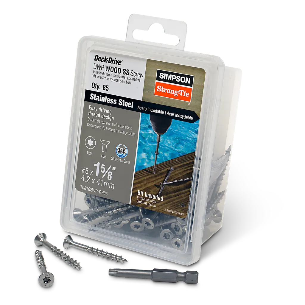 Deck-Drive Dwp Wood Ss Screw - #8 X 1-5/8 In. T20, Flat Head, Type 316 (85-Qty) (Pack Of 4)-T08162WP-RP85-SP8548-9108