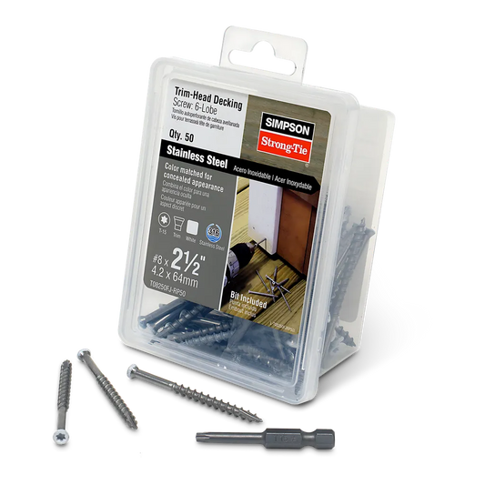 Trim-Head Screw, 6-Lobe Drive - #8 X 2-1/2 In. T-15 Type 316, White 01 (50-Qty) (Pack Of 4)-T08250FJ-RP50-SP8625-9189