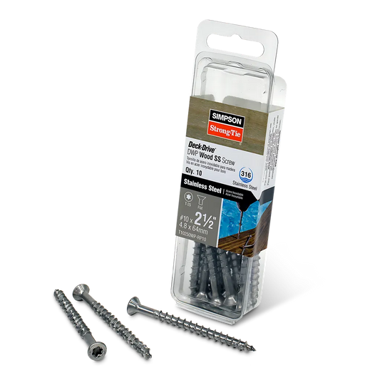 Deck-DriveĀ Dwp Wood Ss Screw - #10 X 2-1/2 In. T25, Flat Head, Type 316 (10-Qty) (Pack Of 5)-T10250WP-RP10-SP8634-9198
