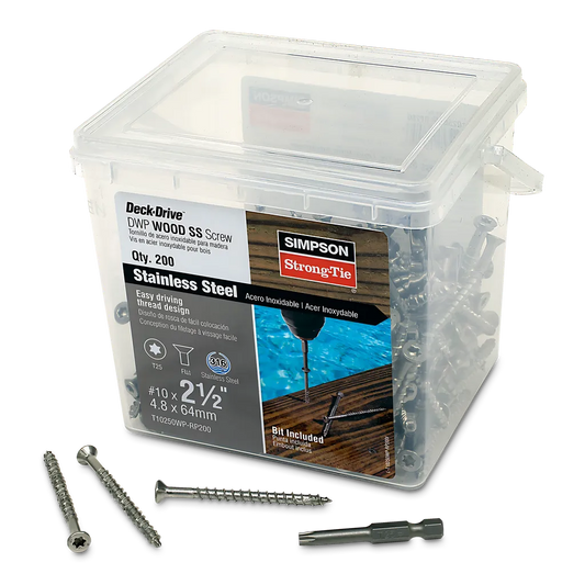 Deck-DriveĀ Dwp Wood Ss Screw - #10 X 2-1/2 In. T25, Flat Head, Type 316 (200-Qty)-T10250WP-RP200-SP9015-9595