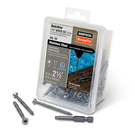 Deck-DriveĀ Dwp Wood Ss Screw - #10 X 2-1/2 In. T25, Flat Head, Type 316 (50-Qty)-T10250WP-RP50-SP9351-9947