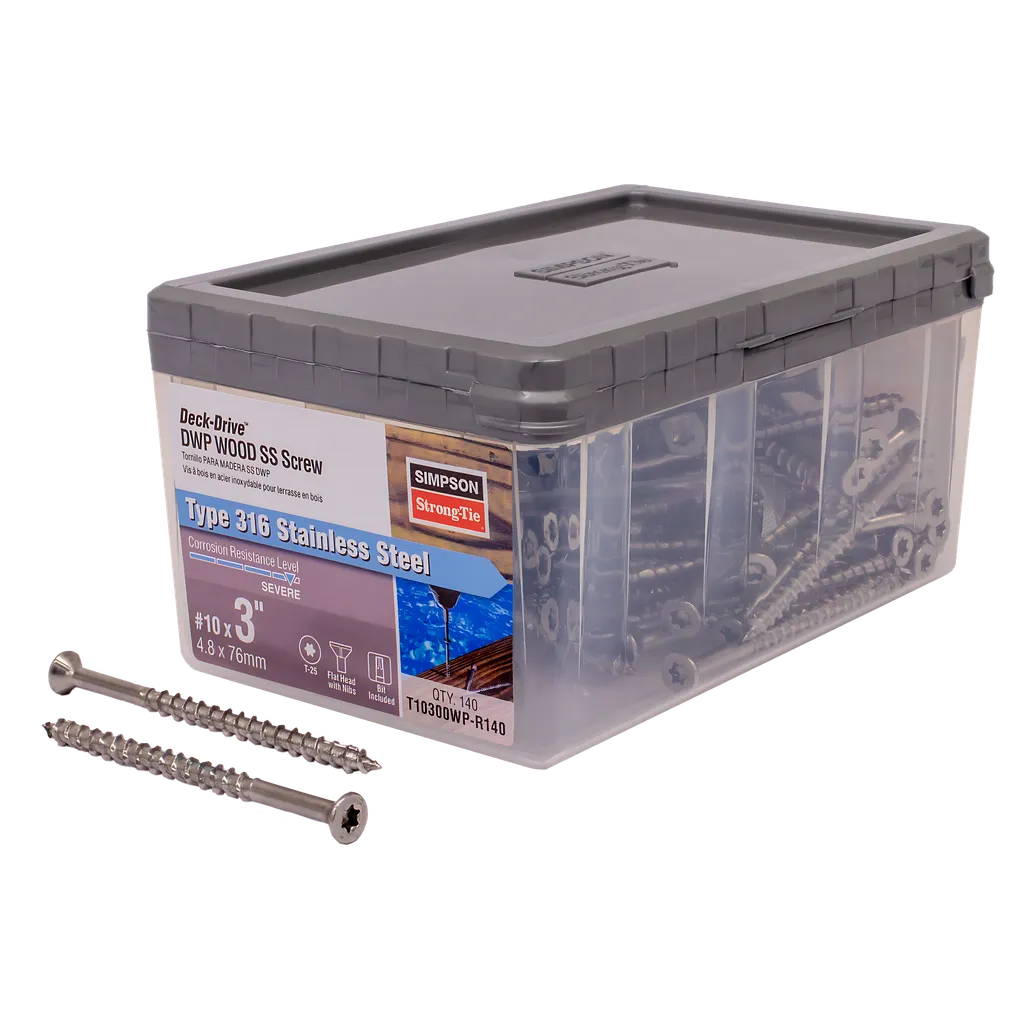 Deck-Drive Dwp Wood Ss Screw - #10 X 3 In. T25, Flat Head, Type 316 (140-Qty)-T10300WP-R140-SP840-980