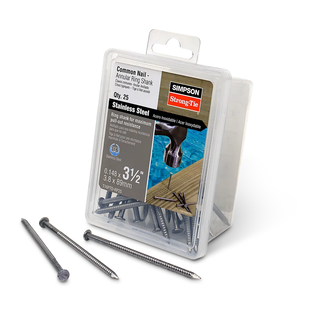 Preservative-Treated Wood Decking Nail, Ring Shank - 3-1/2 In. X .148 In. Type 316 (25-Qty) (Pack Of 4)-T16PTD-RP25-SP24-105