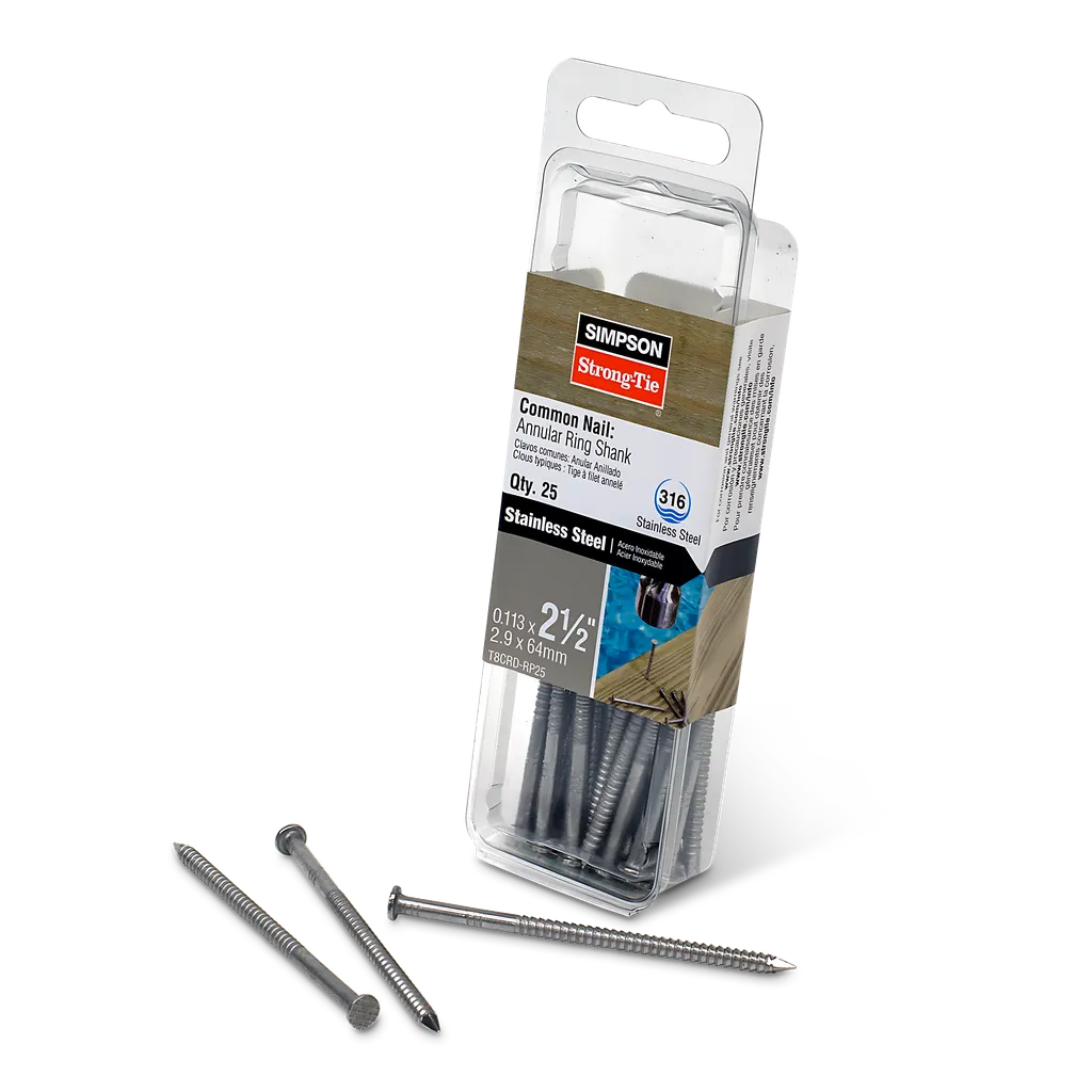 Cedar And Redwood Decking Nail - 2-1/2 In. X .113 In. Type 316 Stainless Steel (25-Qty) (Pack Of 5)-T8CRD-RP25-SP3592-3886