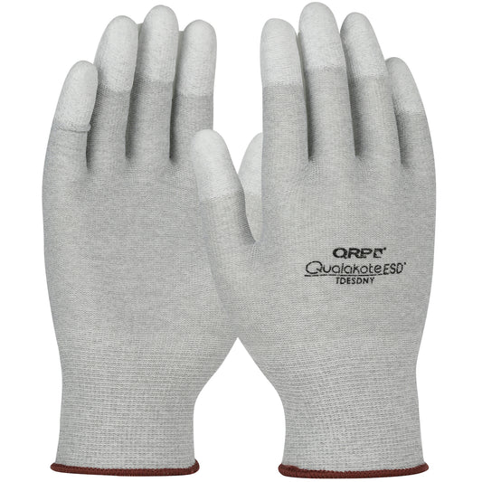 QRP TDESDNYXS Seamless Knit Nylon/Carbon Fiber Electrostatic Dissipative (ESD) Glove with Polyurethane Coated Grip on Fingertips