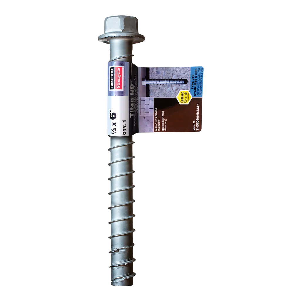 Titen Hd® 1/2 In. X 6 In. Type 316 Stainless-Steel Heavy-Duty Screw Anchor (Pack Of 10)-THD50600H6SSF1-SP58-144