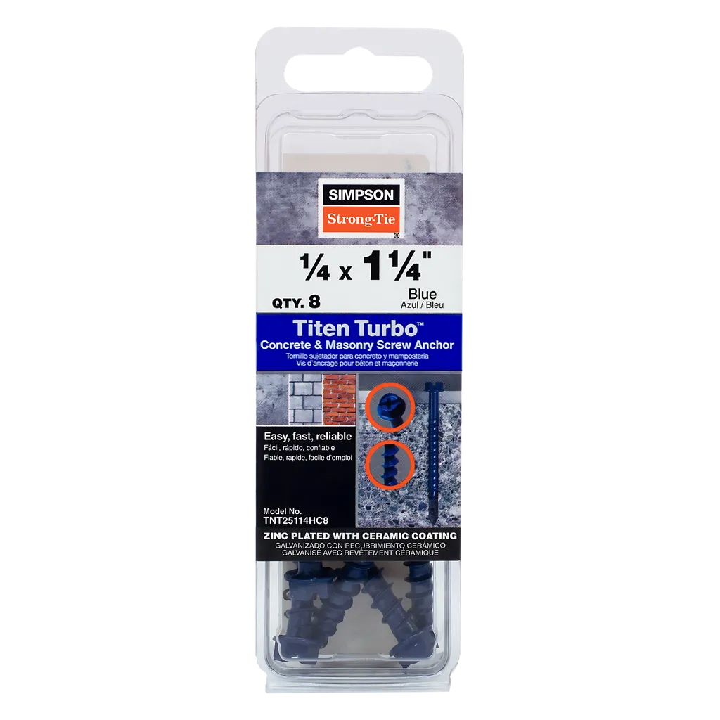 Titen Turbo - 1/4 In. X 1-1/4 In. Hex-Head Concrete And Masonry Screw, Blue (8-Qty) (Pack Of 5)-TNT25114HC8-SP1994-2201