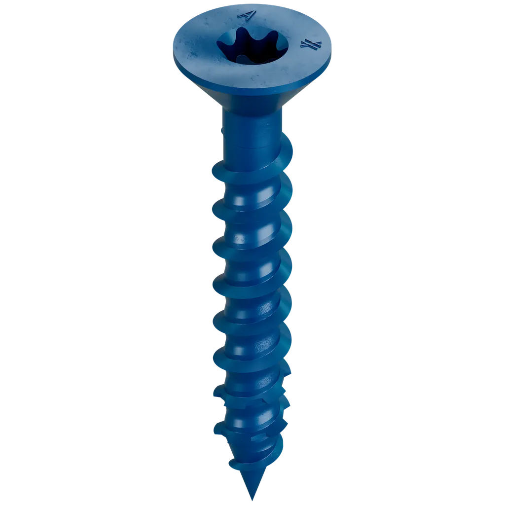 Titen Turbo - 1/4 In. X 1-3/4 In. 6-Lobe Flat-Head Concrete And Masonry Screw, Blue (75-Qty)-TNT25134TFC75-SP572-699