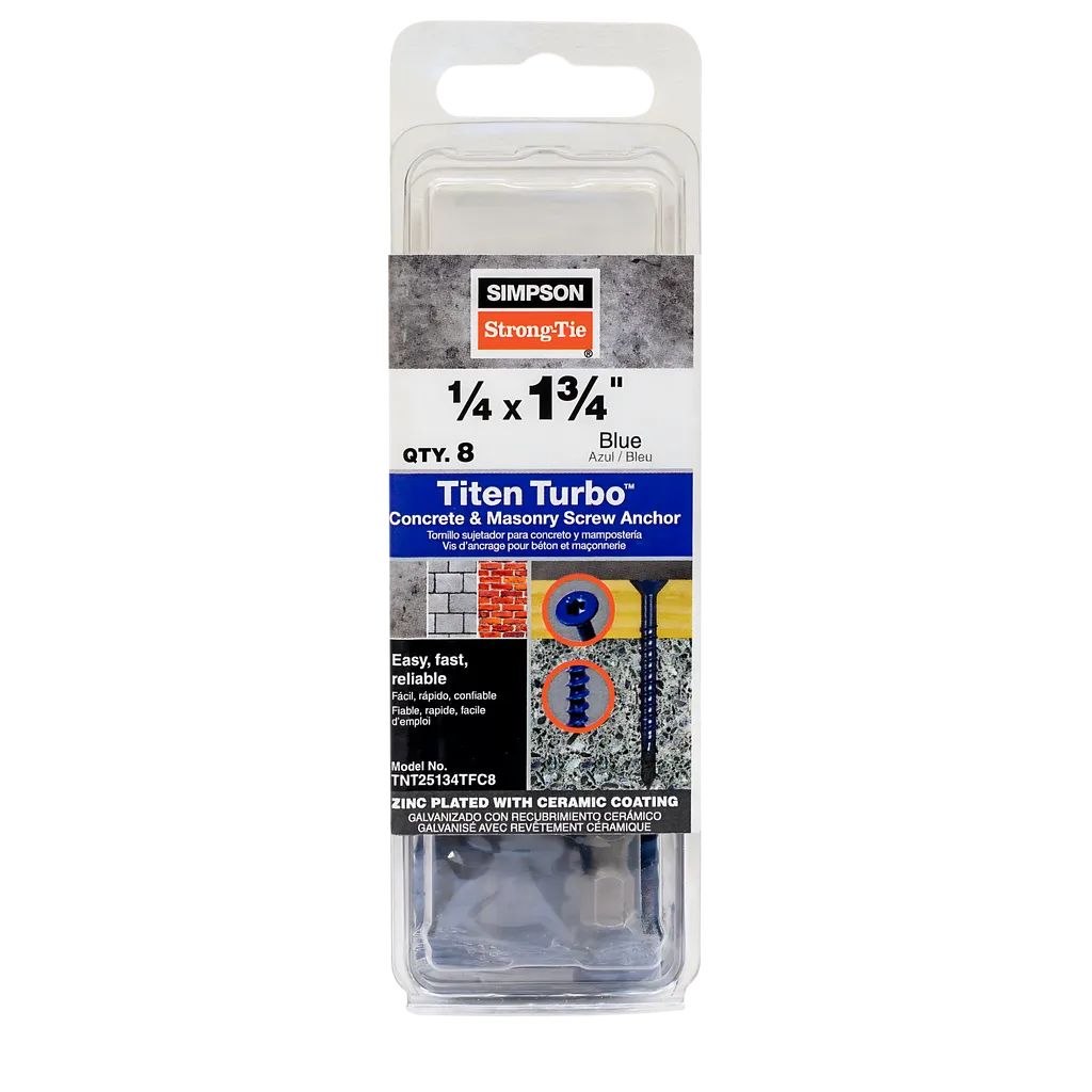 Titen Turbo - 1/4 In. X 1-3/4 In. 6-Lobe Flat-Head Concrete And Masonry Screw, Blue (8-Qty) (Pack Of 5) (Pack Of )-TNT25134TFC8-SP8646-9210
