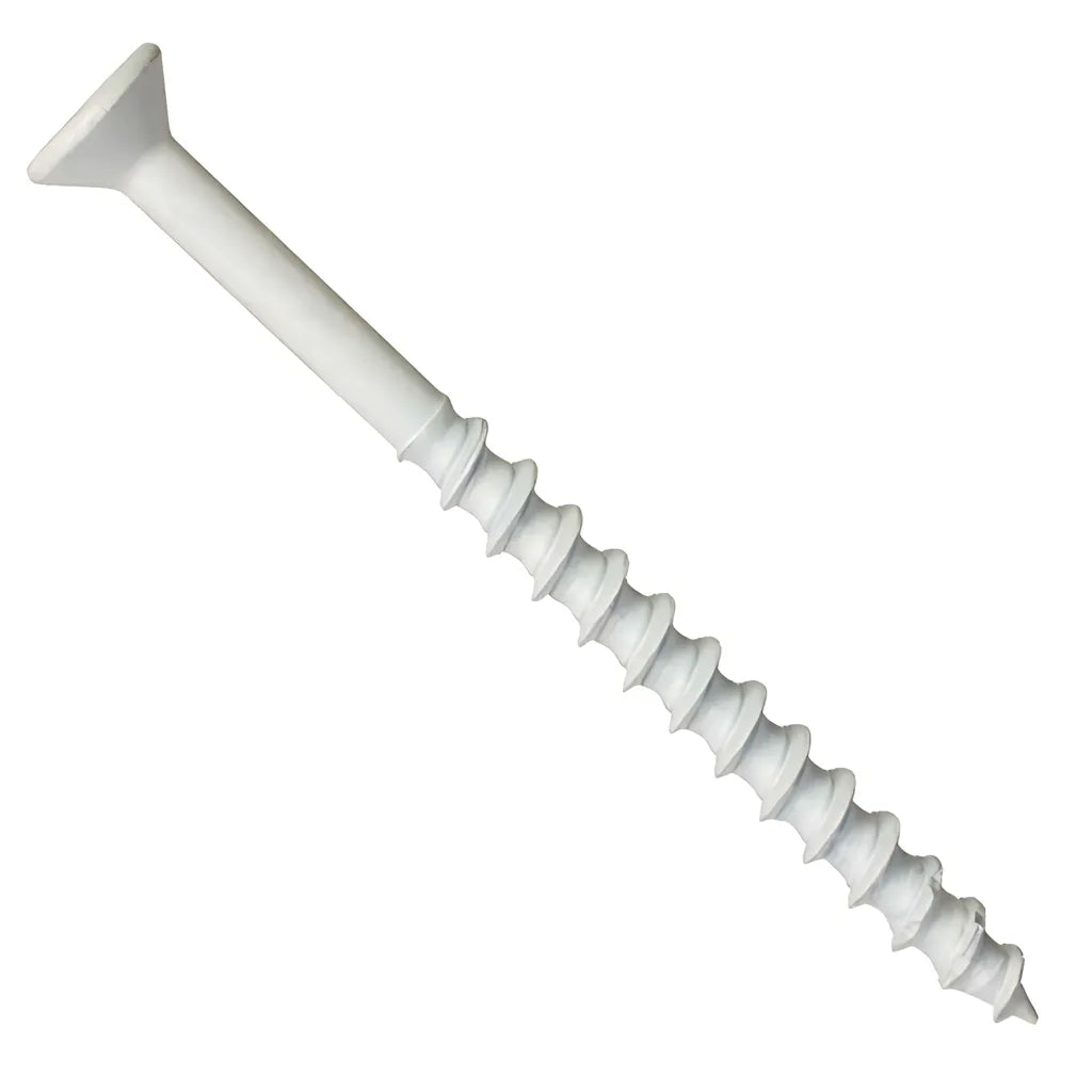 Titen Turbo - 1/4 In. X 1-1/4 In. 6-Lobe Flat-Head Concrete And Masonry Screw, White (100-Qty)-TNTW25114TF-SP3948-4260
