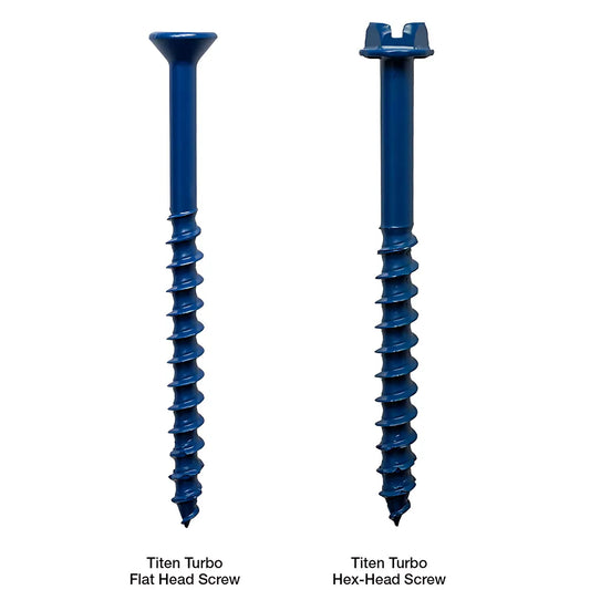 Titen Turbo - 1/4 In. X 3-1/4 In. 6-Lobe Flat-Head Concrete And Masonry Screw, White (100-Qty)-TNTW25314TF-SP9315-9911
