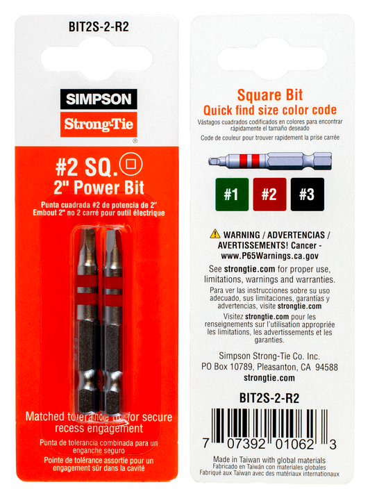 #2 Square-Drive 2-in. Power Bit (2-Qty) (Pack of 10)