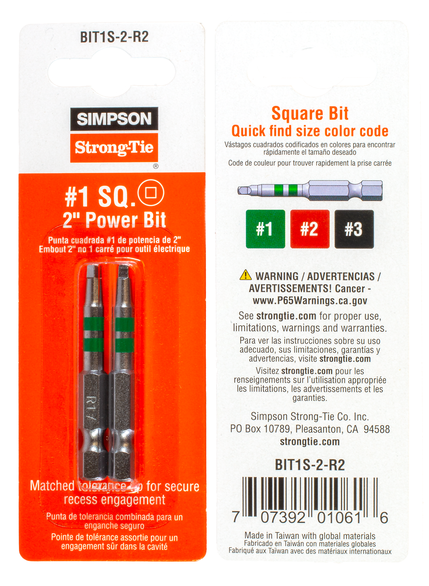 #1 Square-Drive 2-in. Power Bit (2-Qty) (Pack of 10)