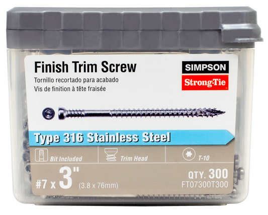 Finish Trim Screw - #7 x 3 in. T10, Trim-Head, Type 316 (300-Qty)