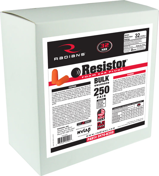 Radians Resistor® 32 Foam Earplug 250 Pair Dispenser Refill