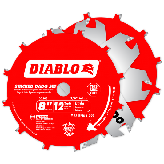 8 in. x 12 Tooth Carbide Stacked Dado Saw Blade Set