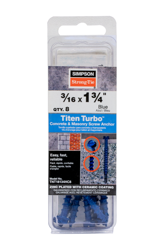 Titen Turbo - 3/16 in. x 1-3/4 in. Hex-Head Concrete and Masonry Screw, Blue (8-Qty) (Pack of 5) (Pack of )