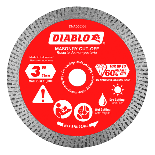 3 in. Diamond Continuous Rim Cut-Off Discs for Masonry