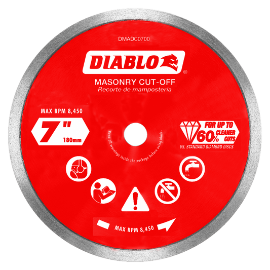 7 in. Diamond Continuous Rim Cut-Off Discs for Masonry