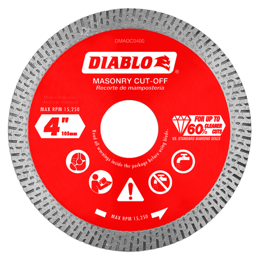 4 in. Diamond Continuous Rim Cut-Off Discs for Masonry